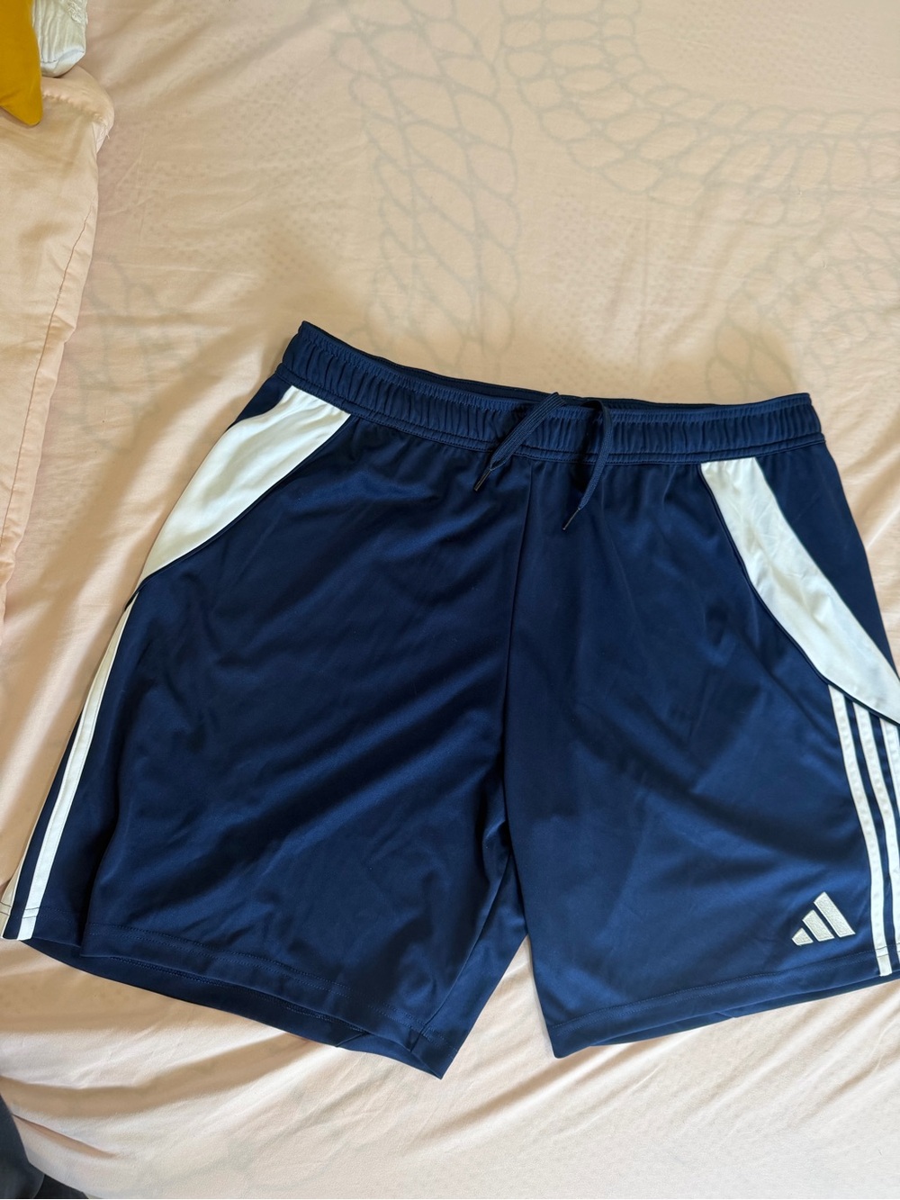 adidas Navy Athletic Shorts with White Panels